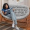 Flash Furniture Eleanor 56-in Portable Folding Double Saucer Chair in Gray Faux Fur w/a Soft Gold Steel Frame FV-FDS-001-GY-SGD-GG - alternate 3